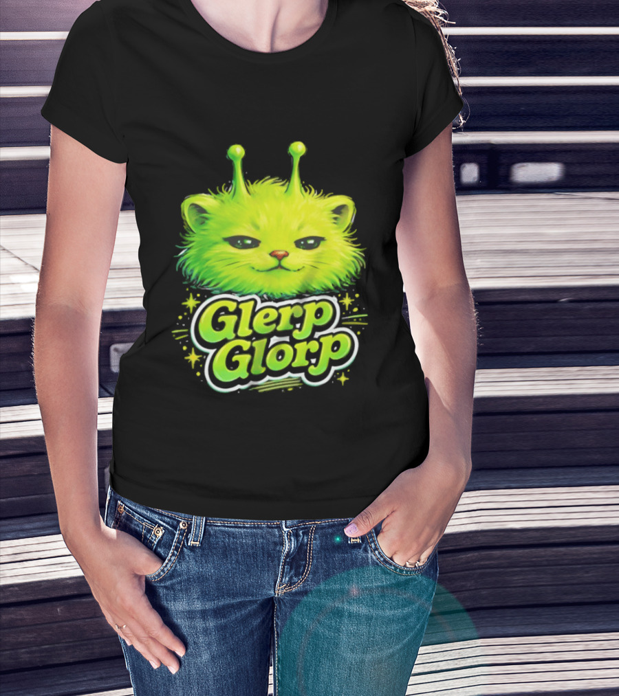 Glerp Glorp Alien Cat Fantasy Creature T-Shirt