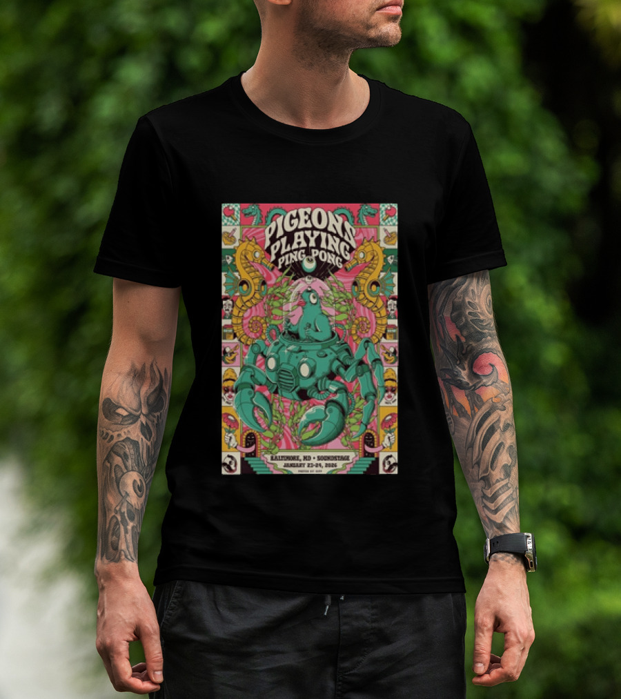 Pigeons Playing Ping Pong Baltimore MD Soundstage January 23 24 2026 Robot Octopus T-Shirt