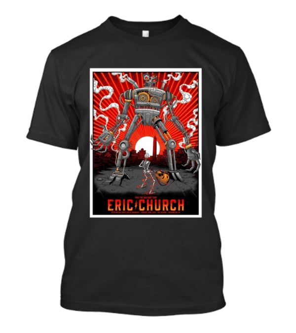 Eric Church Free The Machine Tour Jan 22 2026 The Anthem Washington DC With Special Guest Caylee Hammack Robot T-Shirt