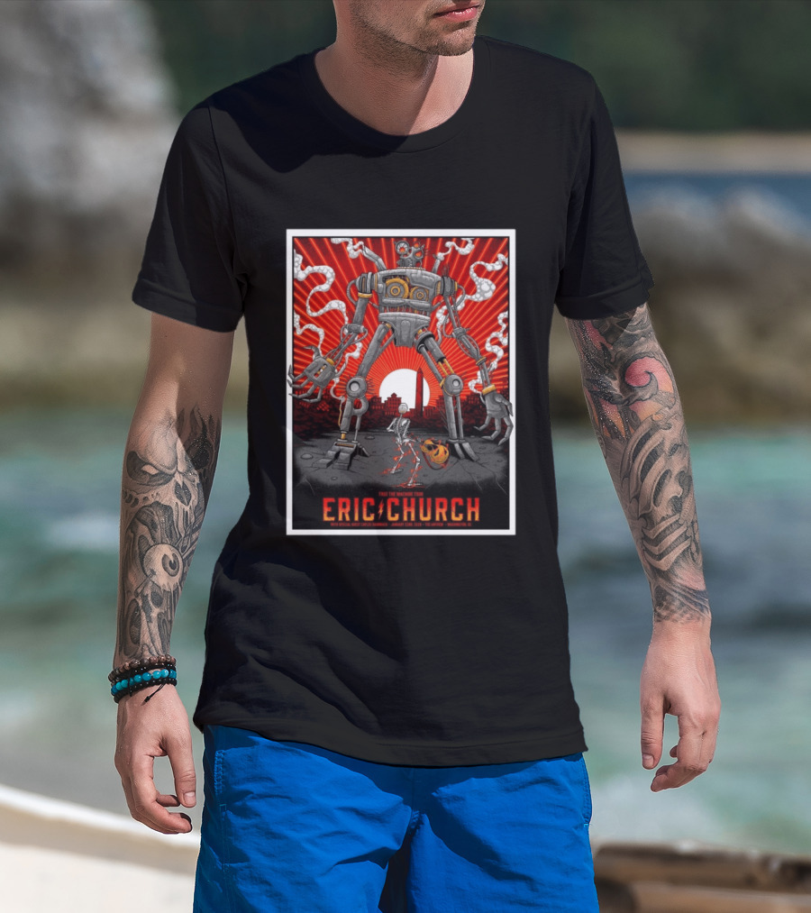 Eric Church Free The Machine Tour Jan 22 2026 The Anthem Washington DC With Special Guest Caylee Hammack Robot T-Shirt