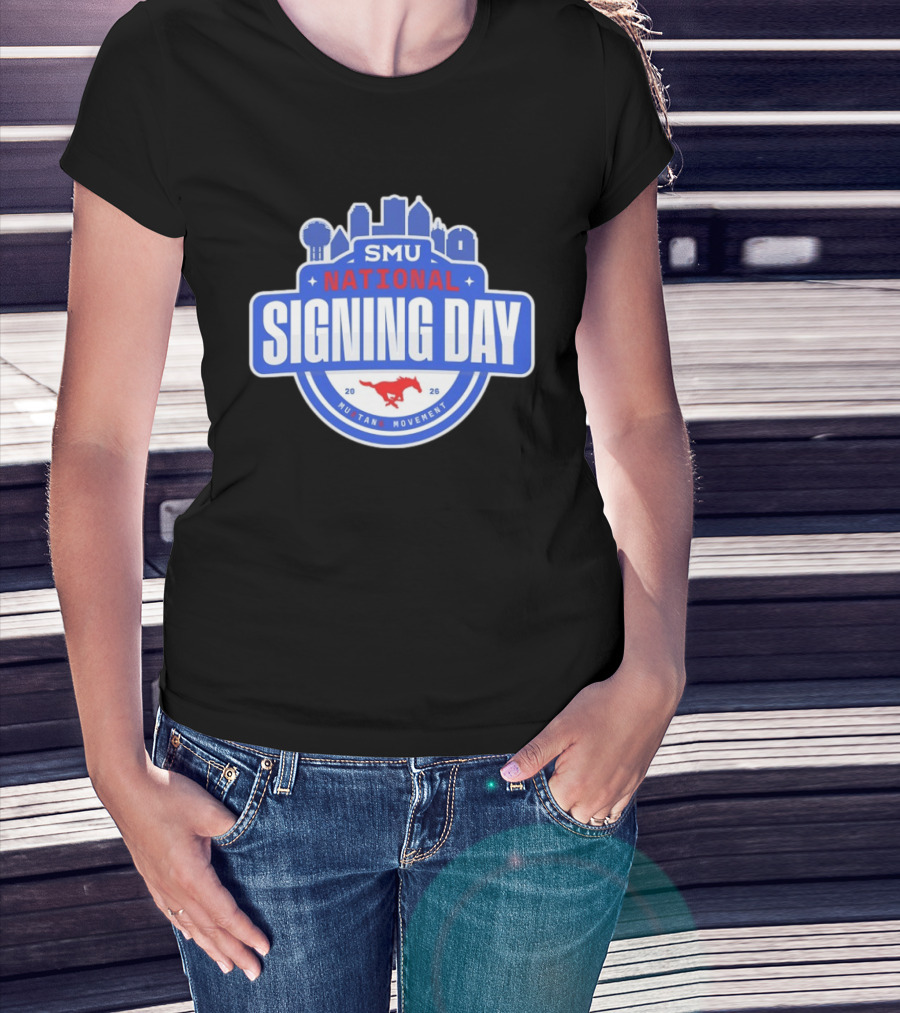 SMU Mustangs National Signing Day Mustang Movement 2026 Skyline T-Shirt