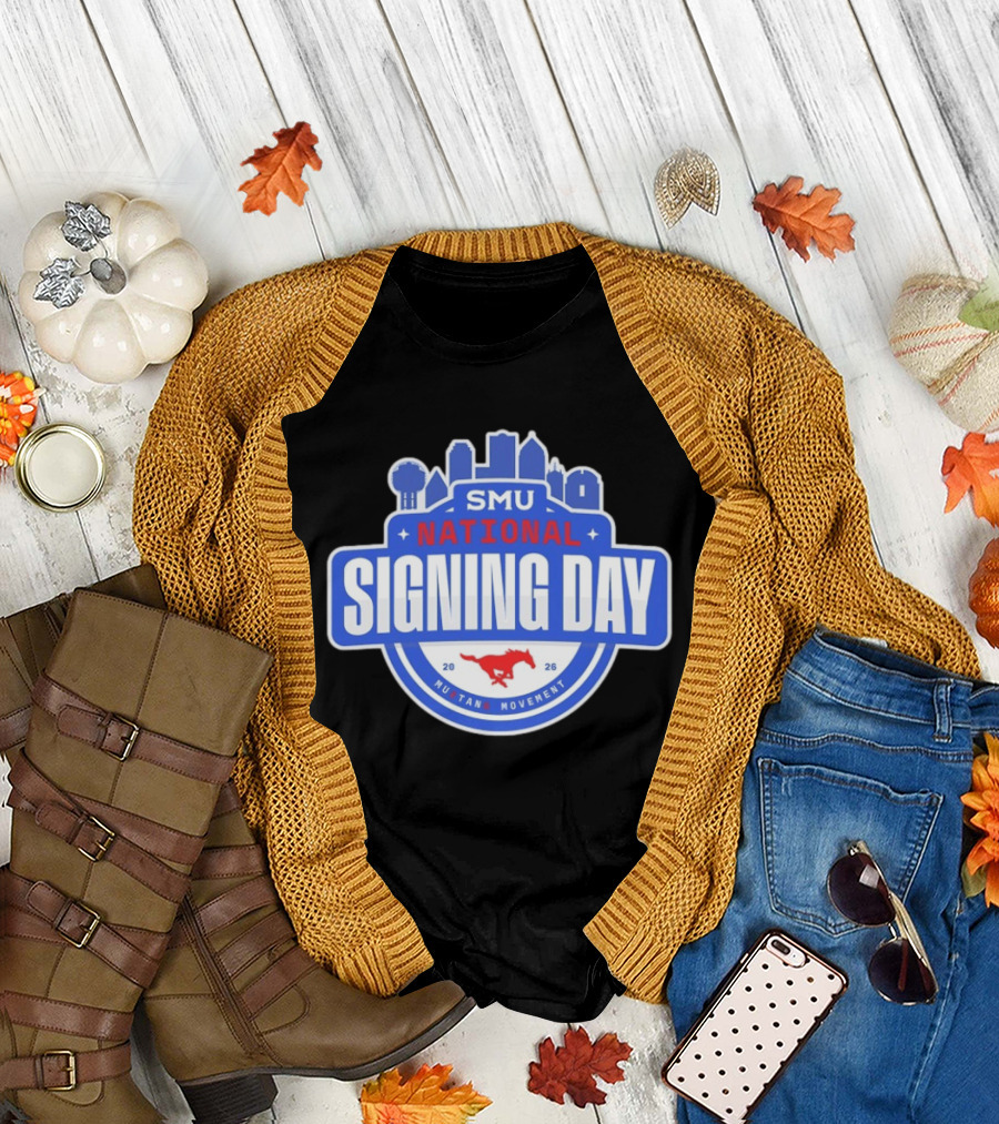 SMU Mustangs National Signing Day Mustang Movement 2026 Skyline T-Shirt