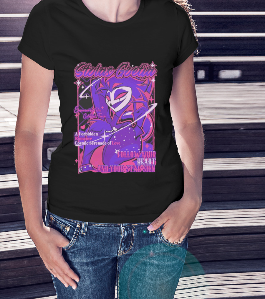 Stolas Goetia Cosmic Serenade A Forbidden Romance Follow Your Heart Star Sign T-Shirt