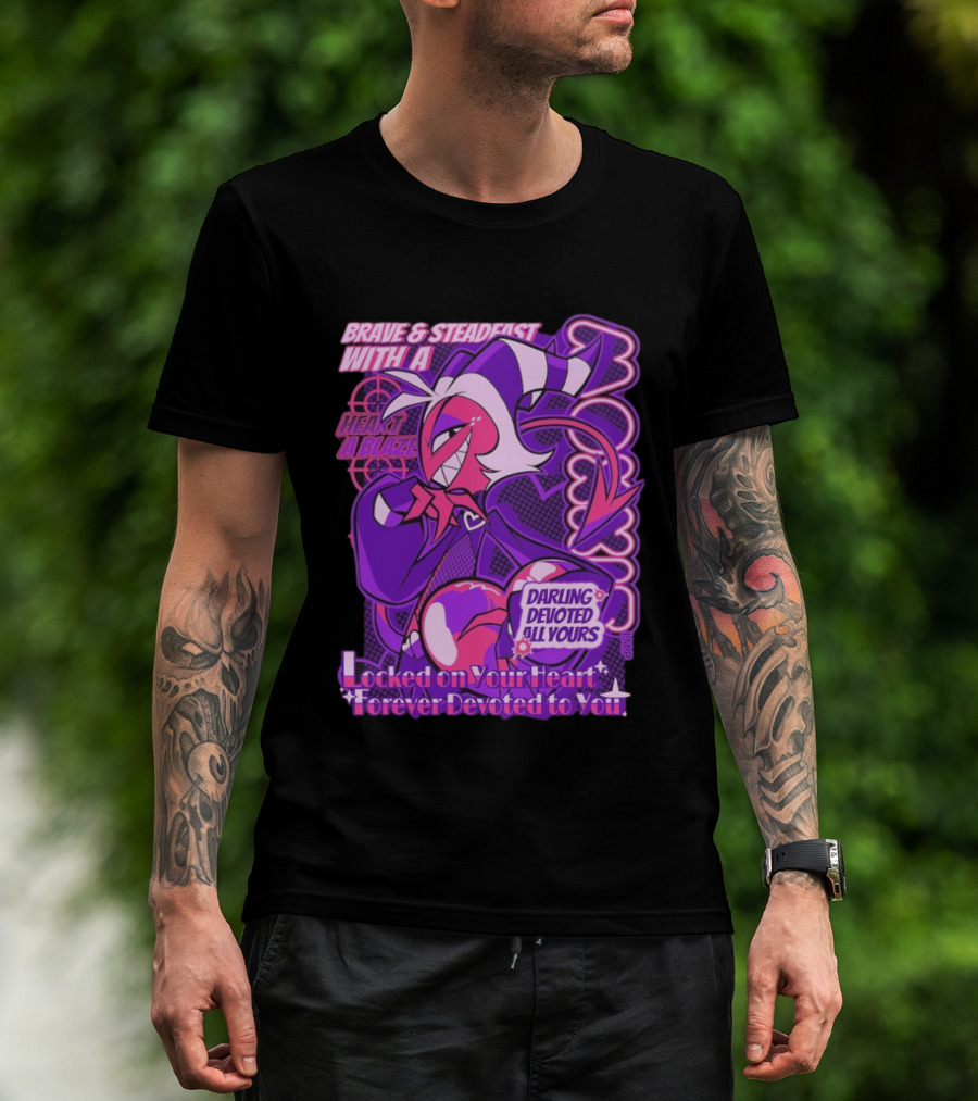 Brave And Steadfast Moxxie With A Heart Ablaze Darling Devoted All Yours Locked On Your Heart Forever Devoted To You T-Shirt
