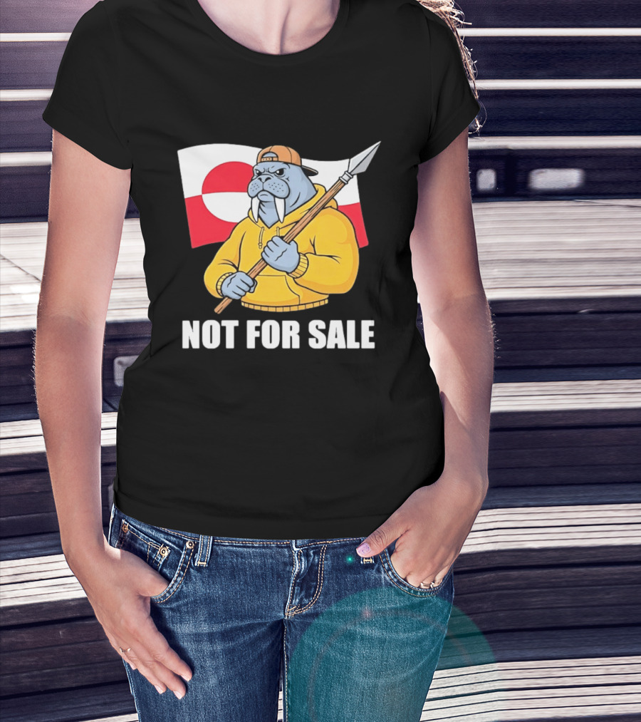 Walrus Holding Spear Greenland Flag Not For Sale T-Shirt
