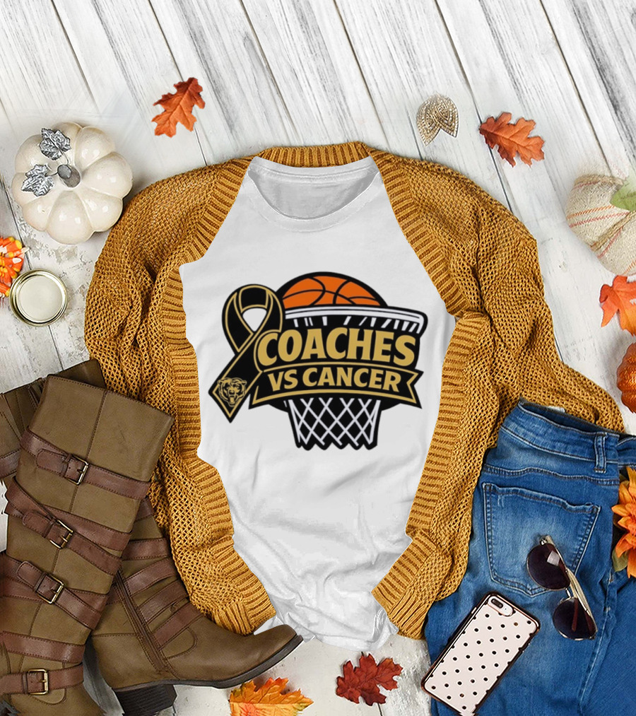 Coaches vs Cancer Chicago Bears Basketball Ribbon Collaboration T-Shirt