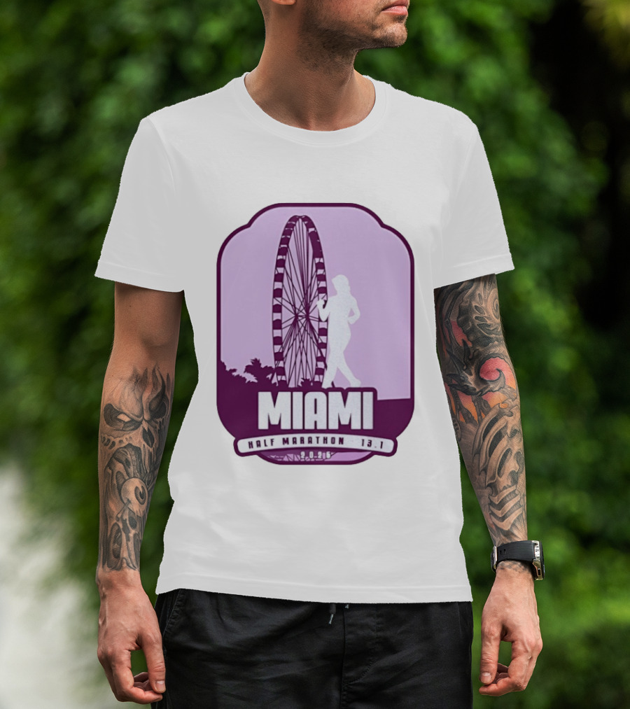 MIAMI Half Marathon 13.1 February 2 2025 Ferris Wheel T-Shirt