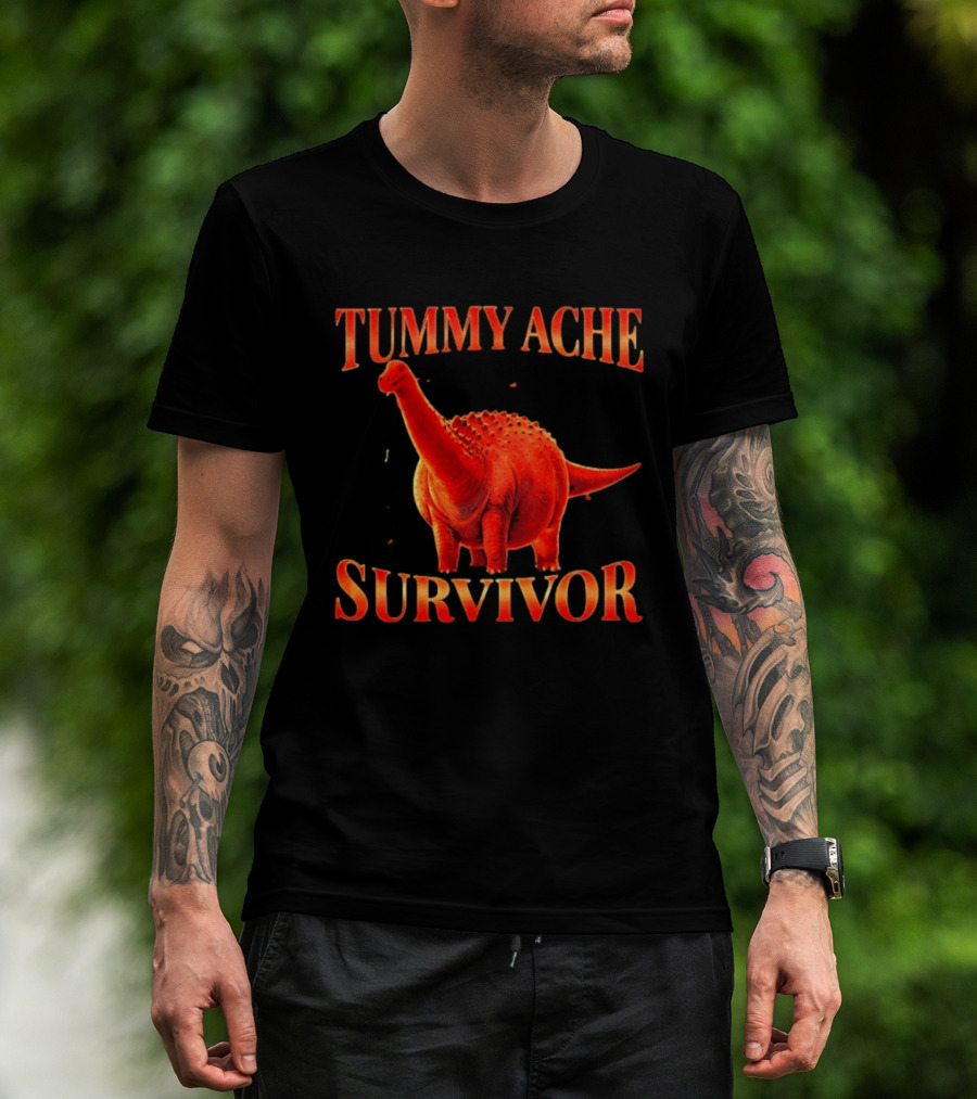 Tummy Ache Survivor Red Apatosaurus T-Shirt