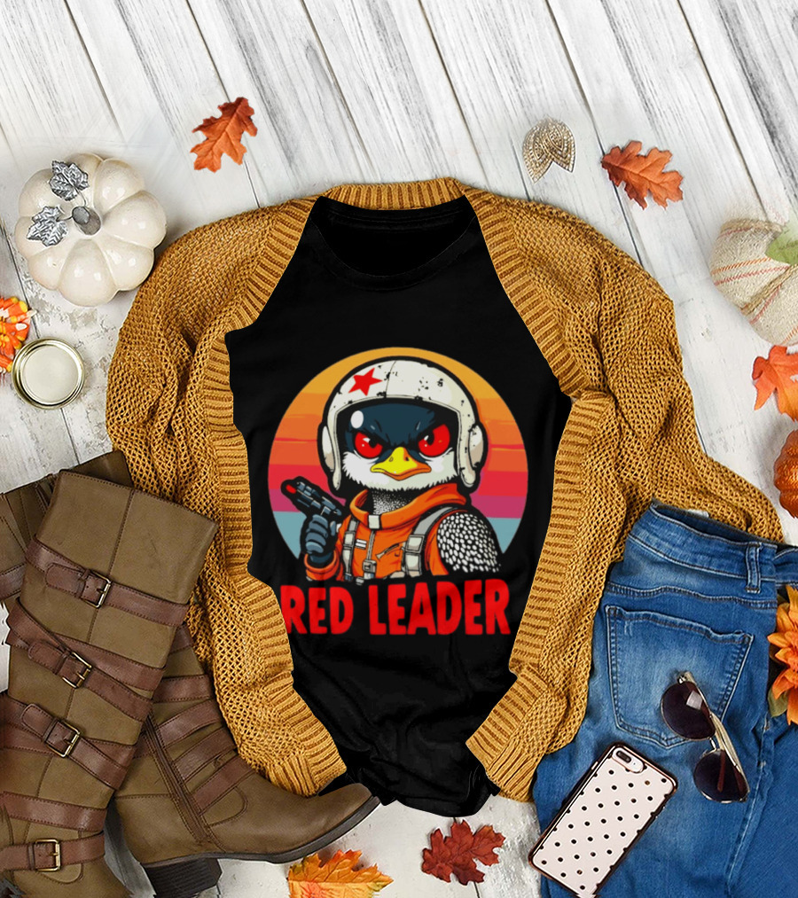 Red Leader Loon Pilot Retro Sunset T-Shirt