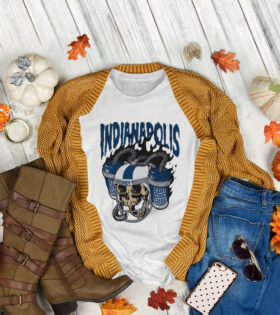 Indianapolis Colts Skull Helmet Indy For the Shoe T-Shirt