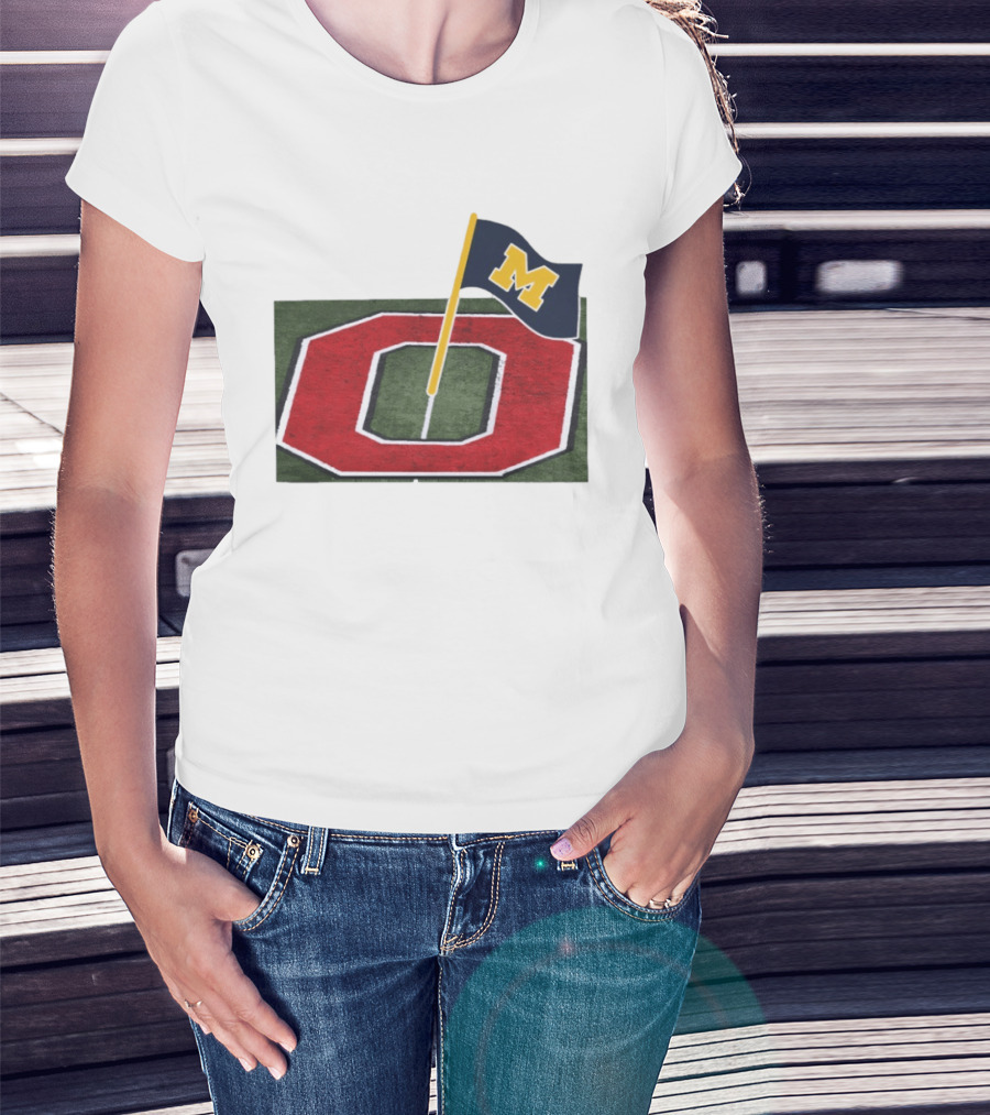 Michigan Flag Planting Ohio Rivalry Symbolic Gesture T-Shirt