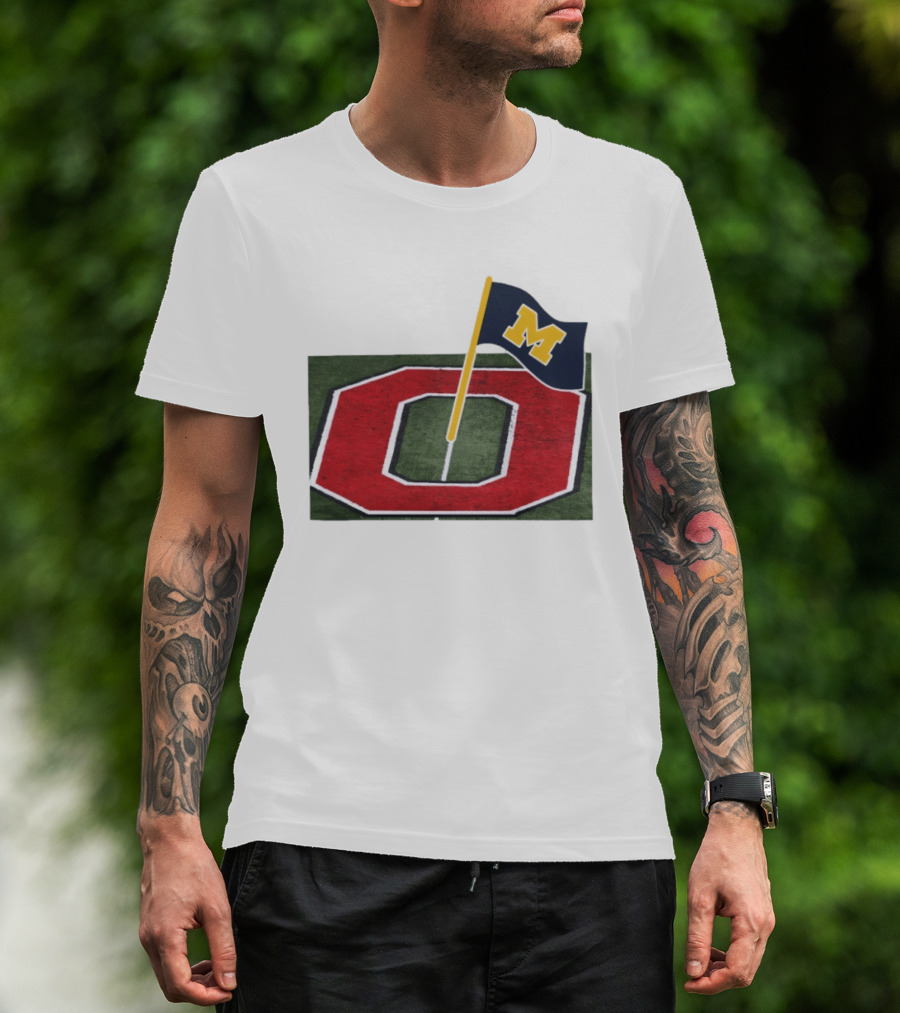 Michigan Flag Planting Ohio Rivalry Symbolic Gesture T-Shirt
