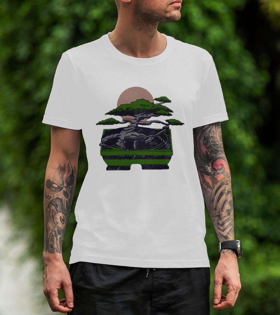Zach Dempsey Bonsai Record Turntable Moon T-Shirt