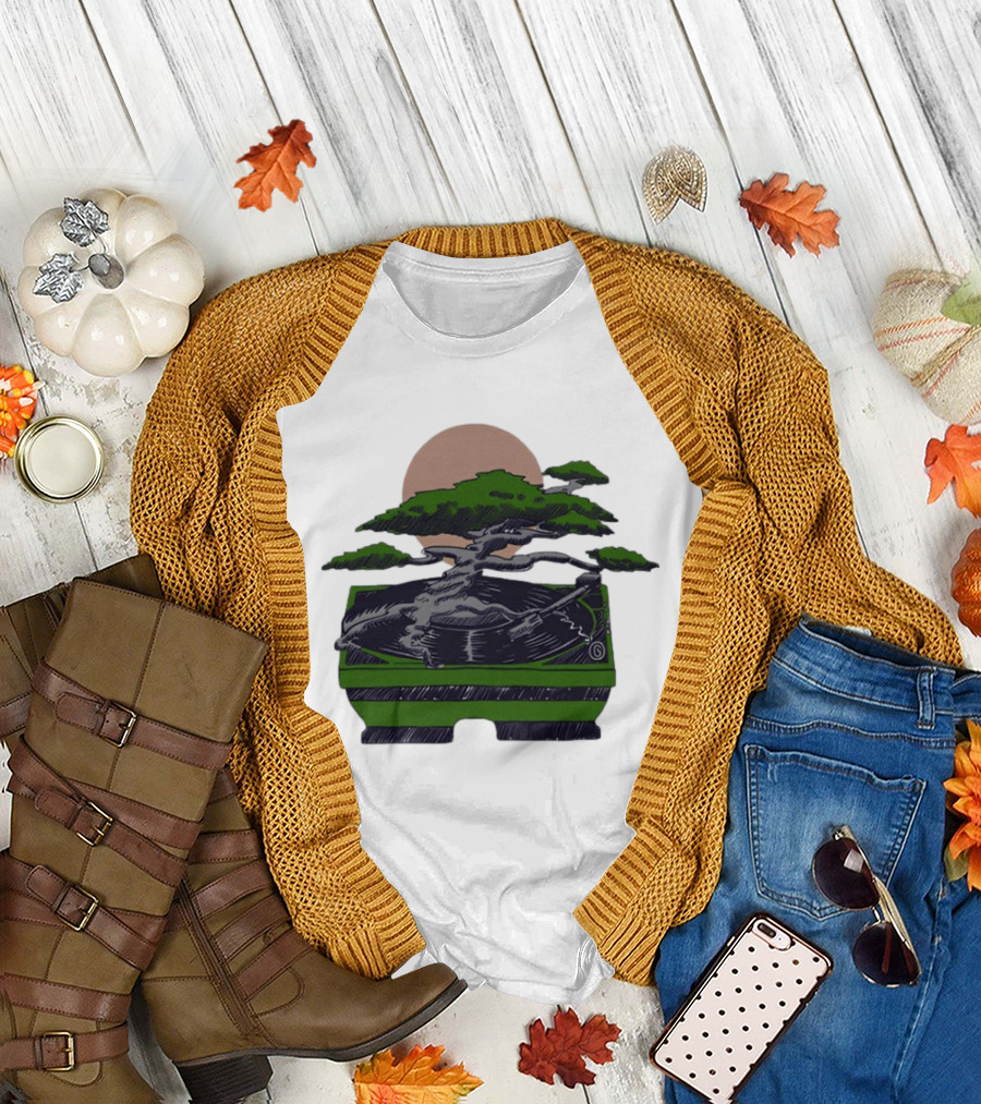 Zach Dempsey Bonsai Record Turntable Moon T-Shirt