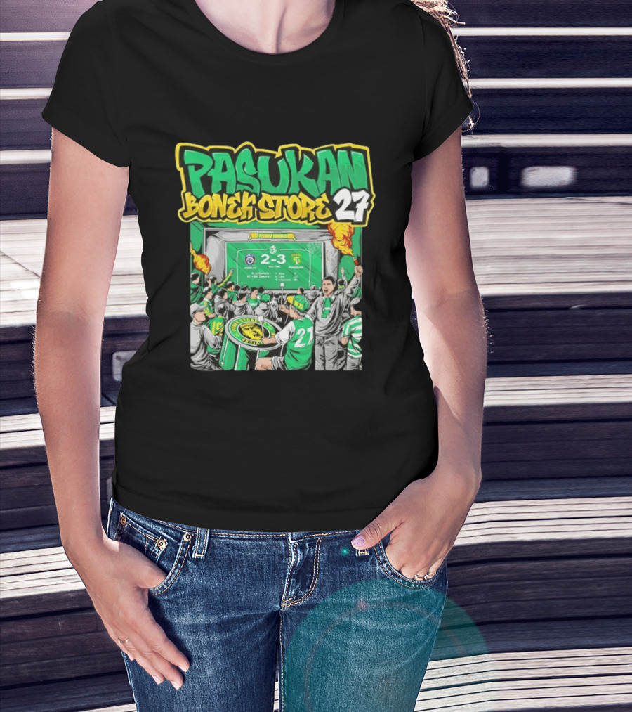 Pasukan Bonek Store 27 Persebaya Surabaya Football Fans 2 3 Match Celebration T-Shirt