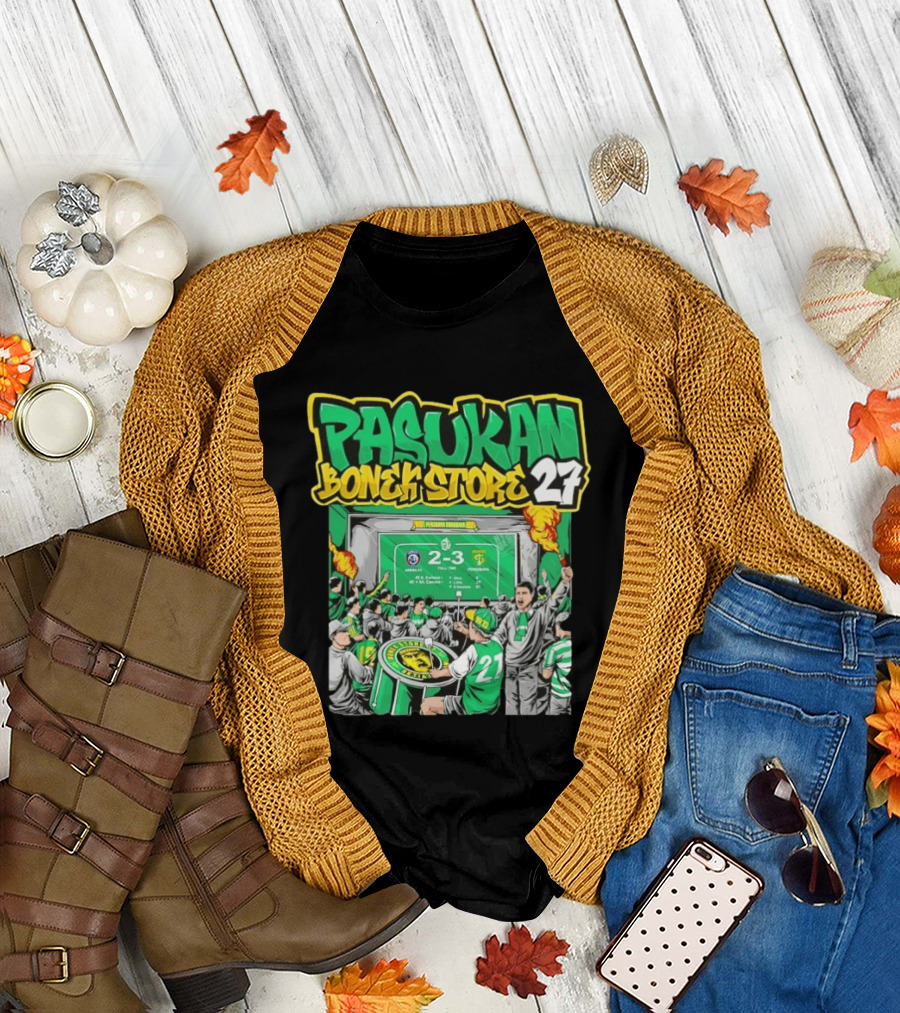 Pasukan Bonek Store 27 Persebaya Surabaya Football Fans 2 3 Match Celebration T-Shirt