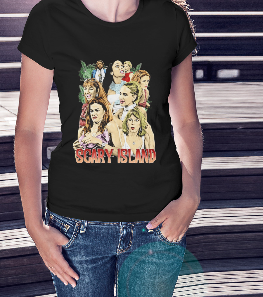 Scary Island Characters Jungle Adventure Cast Collage T-Shirt