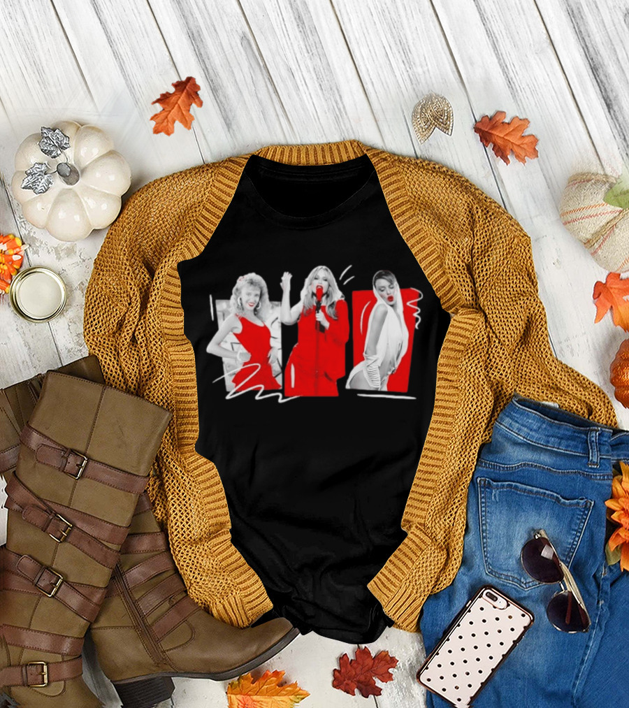 Kylie Minogue Evolution Red Outfit Collage T-Shirt