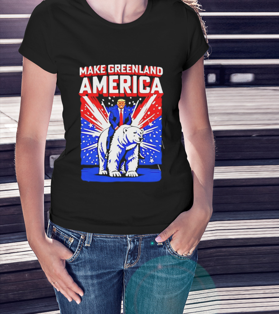 Make Greenland America Trump Riding Polar Bear T-Shirt