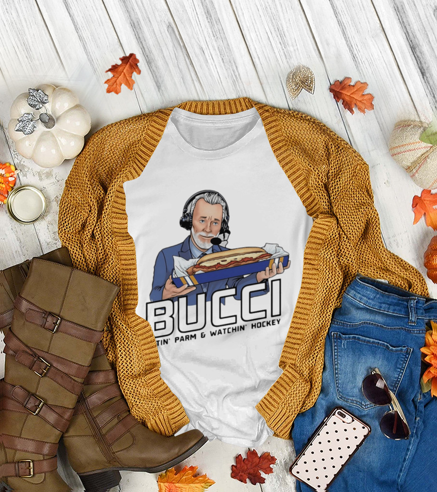 BUCCI Eatin' Parm and in' Hockey with Headset and Sub Sandwich T-Shirt
