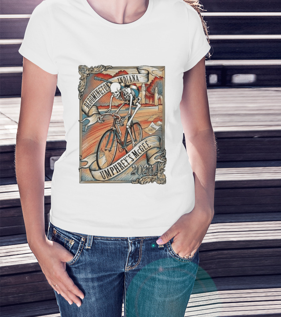 Umphrey's McGee Bloomington Indiana 2026 Skeleton Cycling T-Shirt