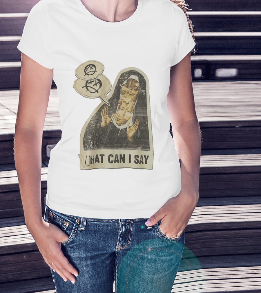 What Can I Say Surreal Collage Nun Expressionist Sociopolitical Commentary T-Shirt