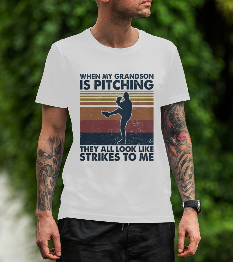 Grandson Pitching Baseball Strikes T-Shirt