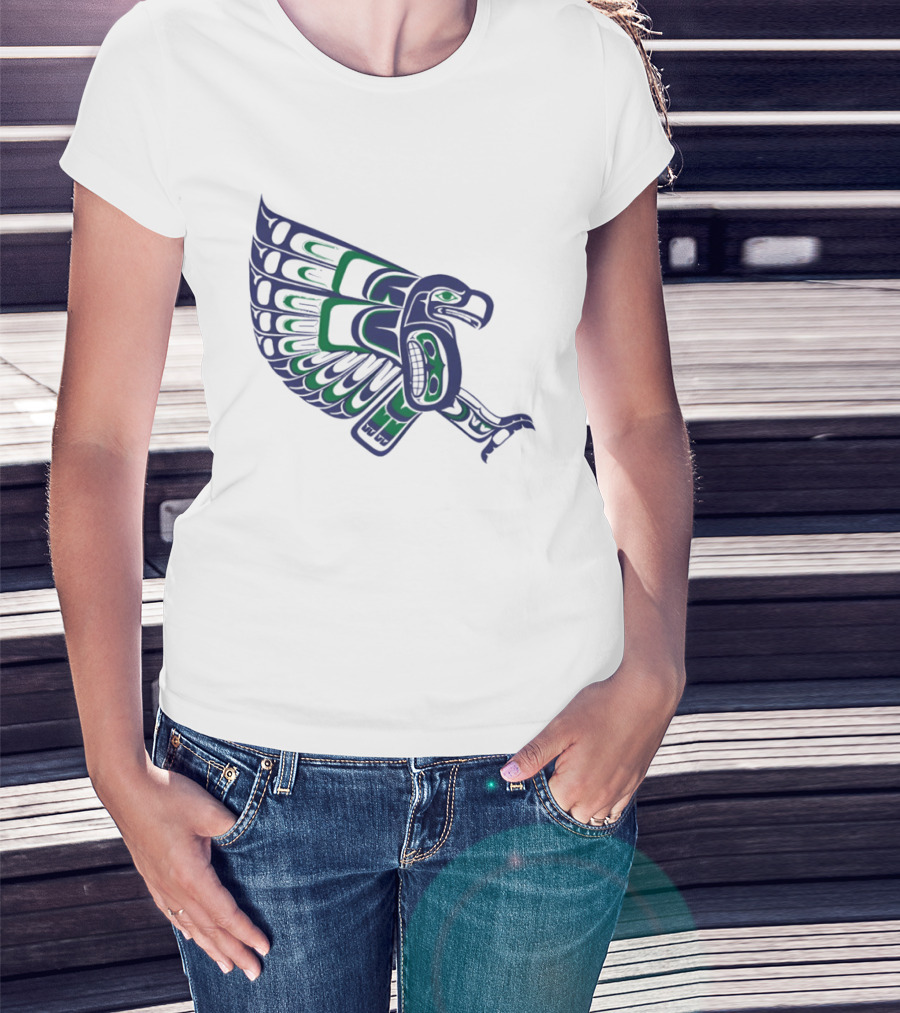 Seattle Football Native American Inspired Hawk Bird Wing T-Shirt