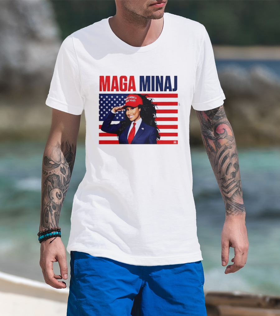 MAGA Minaj Make America Great Again America Flag T-Shirt