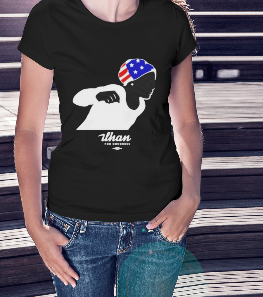 Ilhan For Congress Patriotic Runner Icon Don't Let Bullies Win T-Shirt