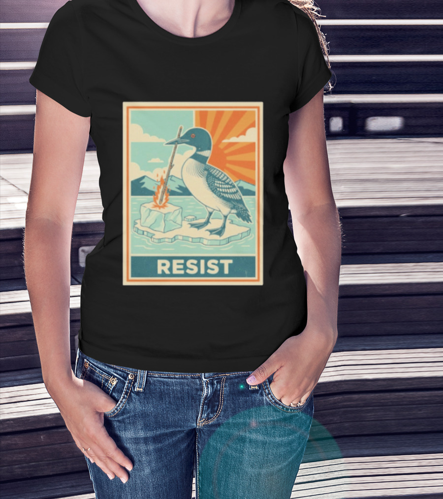 Loon Resist Climate Change Minnesota ICE Nature Conservation T-Shirt
