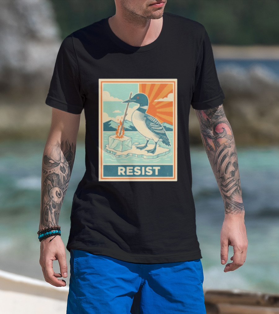 Loon Resist Climate Change Minnesota ICE Nature Conservation T-Shirt
