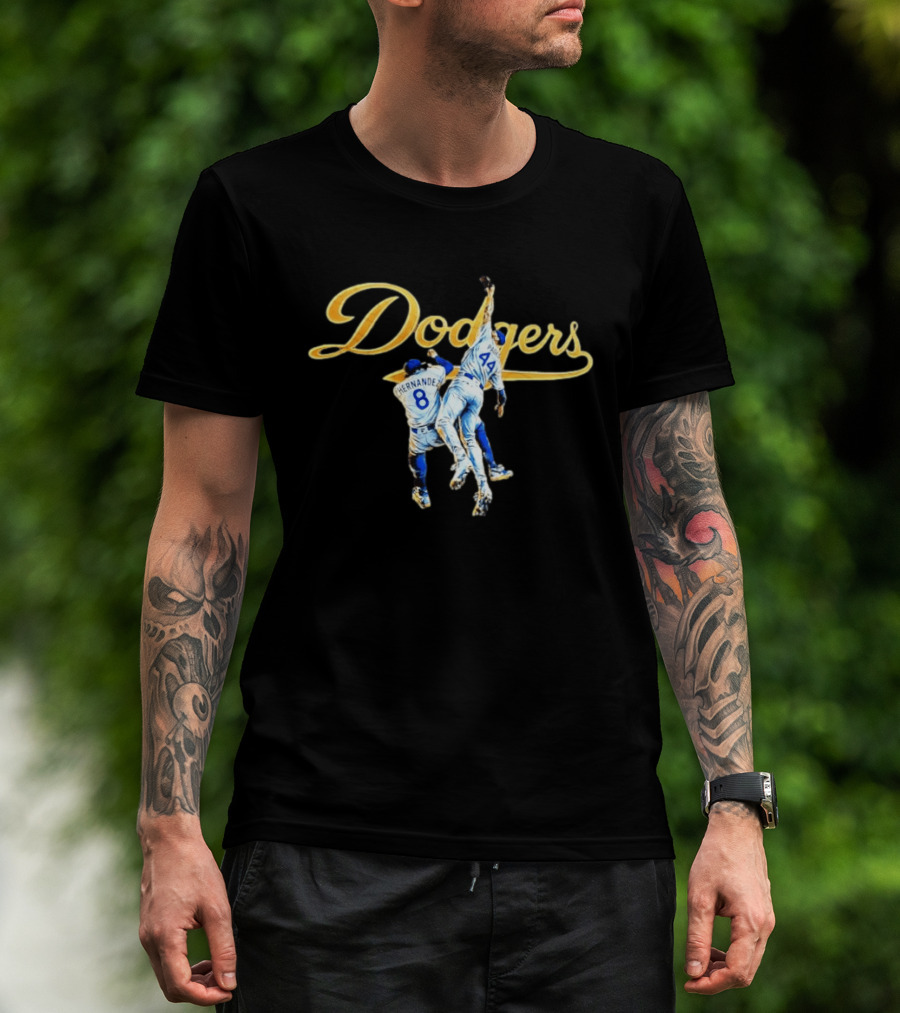 Dodgers Hernandez 8 Pages 44 Jumping Celebration T-Shirt