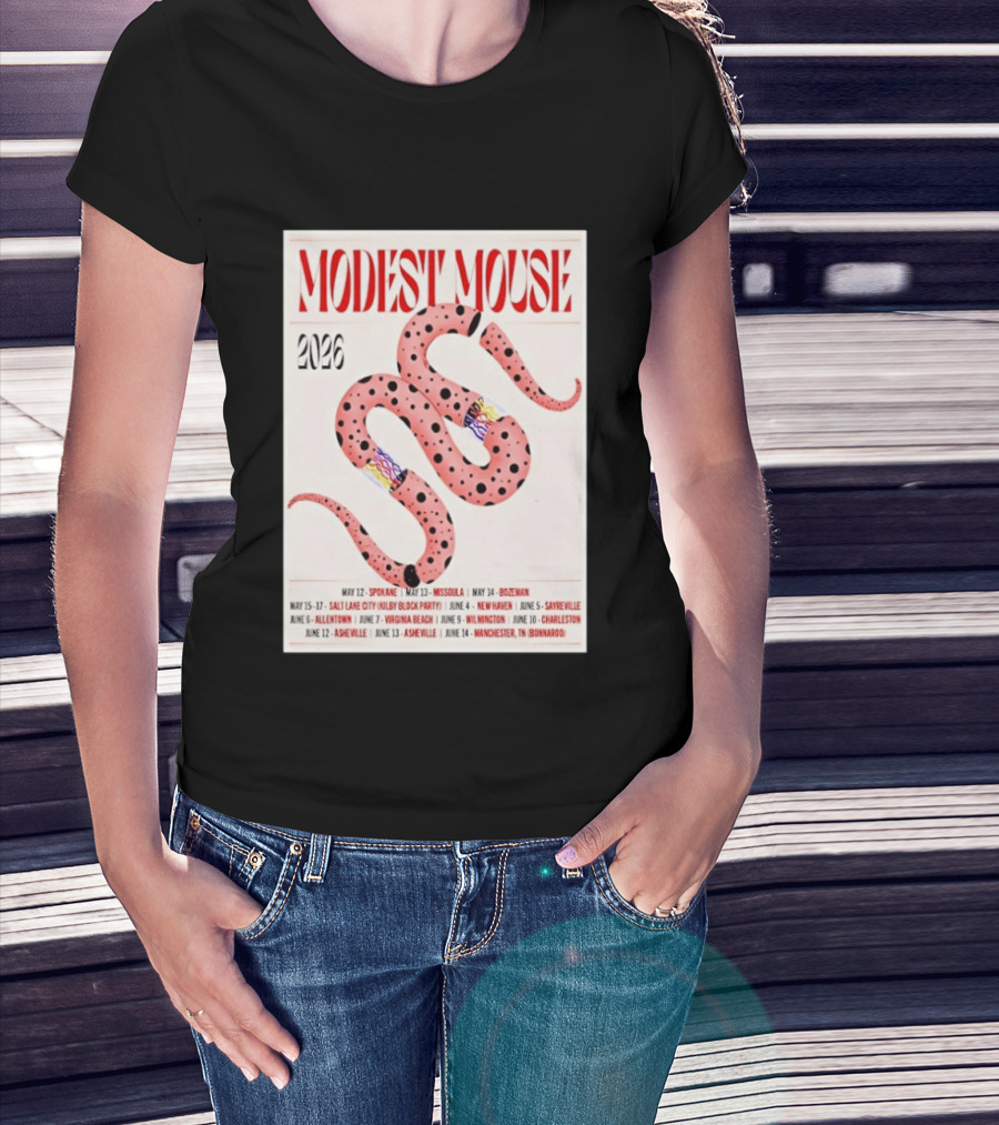 Modest Mouse Tour 2026 Spokane Missoula Bozeman Asheville Salt Lake City Sayreville Virginia Beach Wilmington Manchester T-Shirt