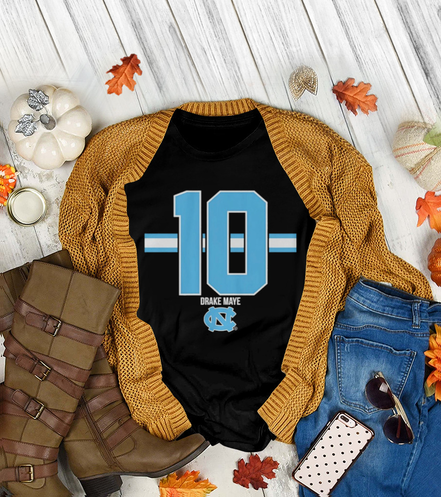 Drake Maye 10 North Carolina Tar Heels Football UNC T-Shirt