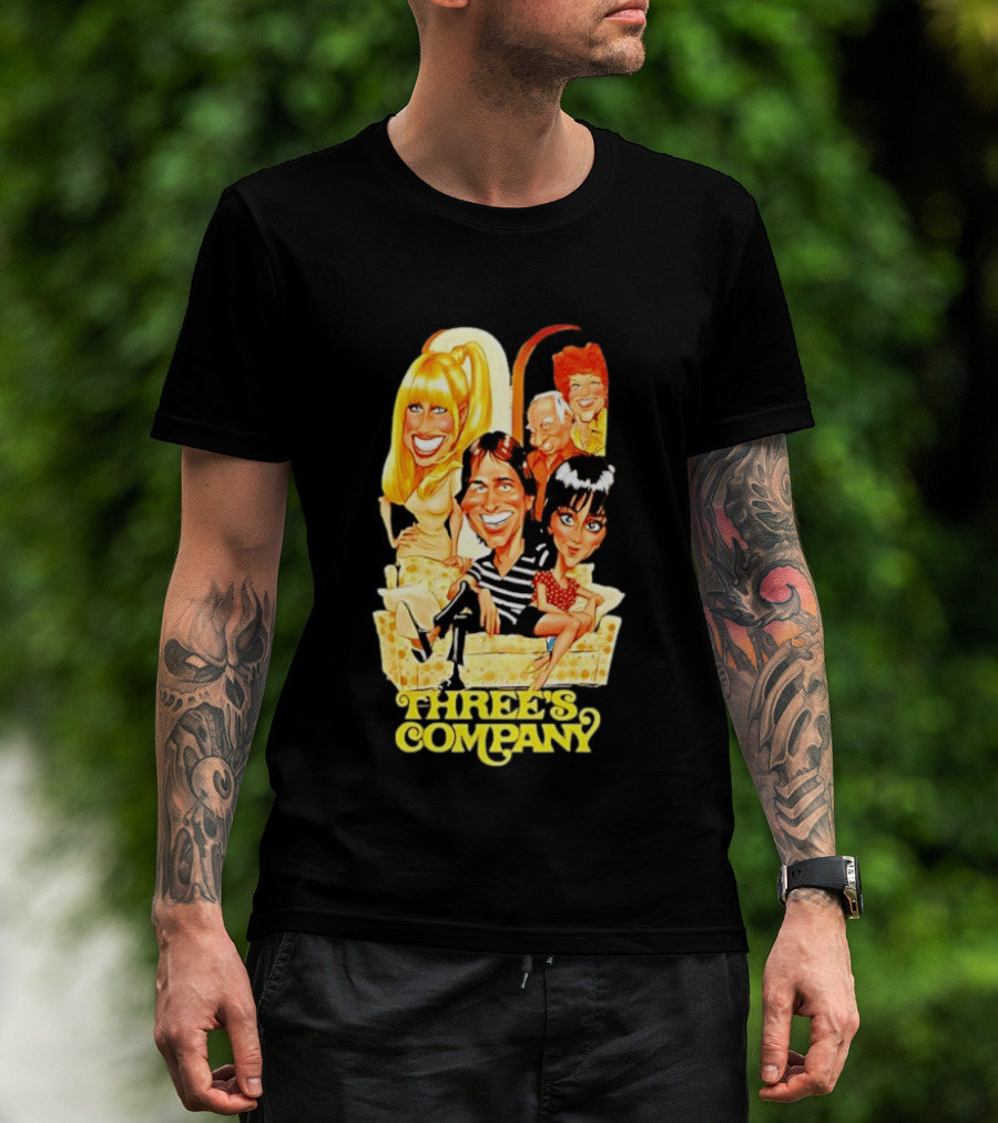 Threes Company 70s Caricature Cast Retro Sitting Couch T-Shirt