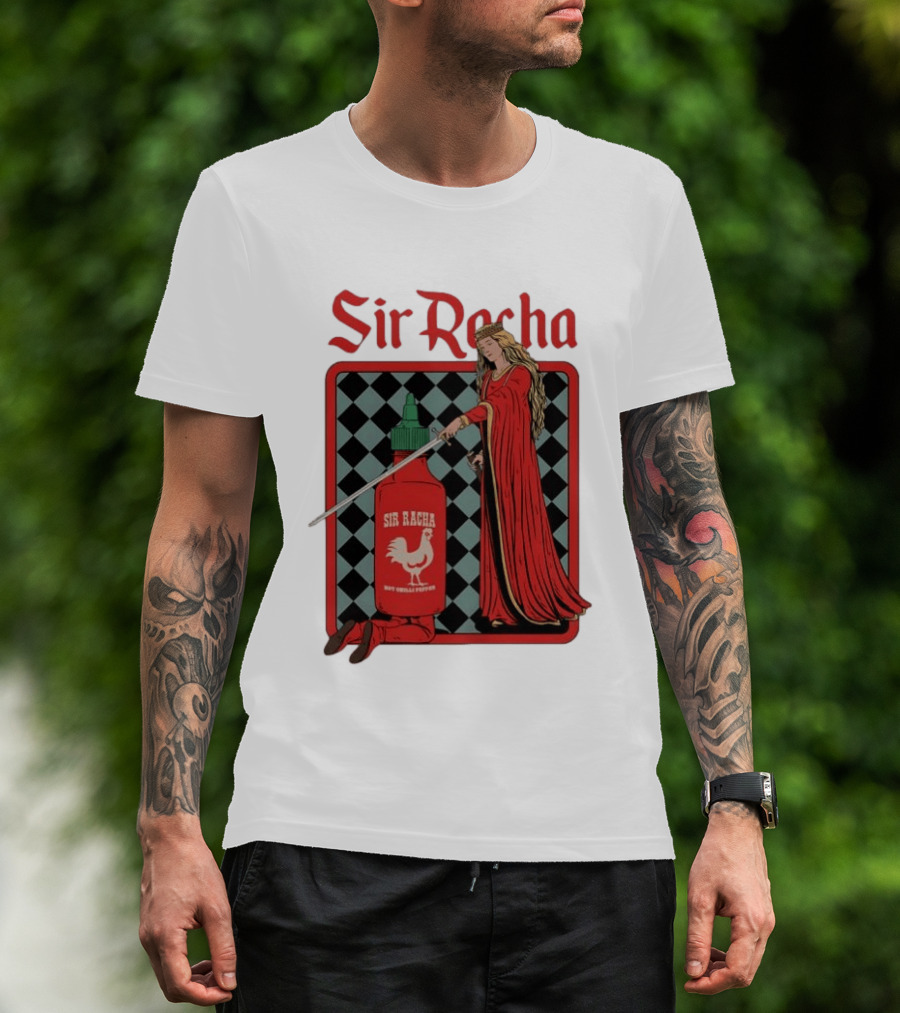 Sir Racha Hot Chilli Pepper Sauce Medieval Knight And Lady T-Shirt