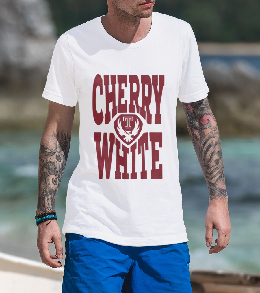 Temple Owls Cherry White T T-Shirt