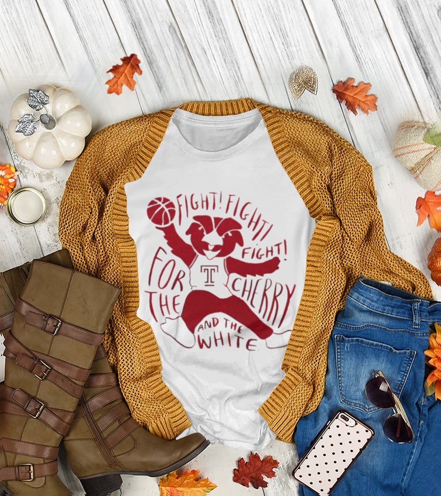 Temple Owls Mascot Fight for the Cherry and the White T-Shirt