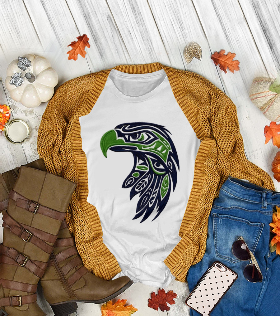 Seattle Seahawks Native American Tribal Art Eagle Head T-Shirt