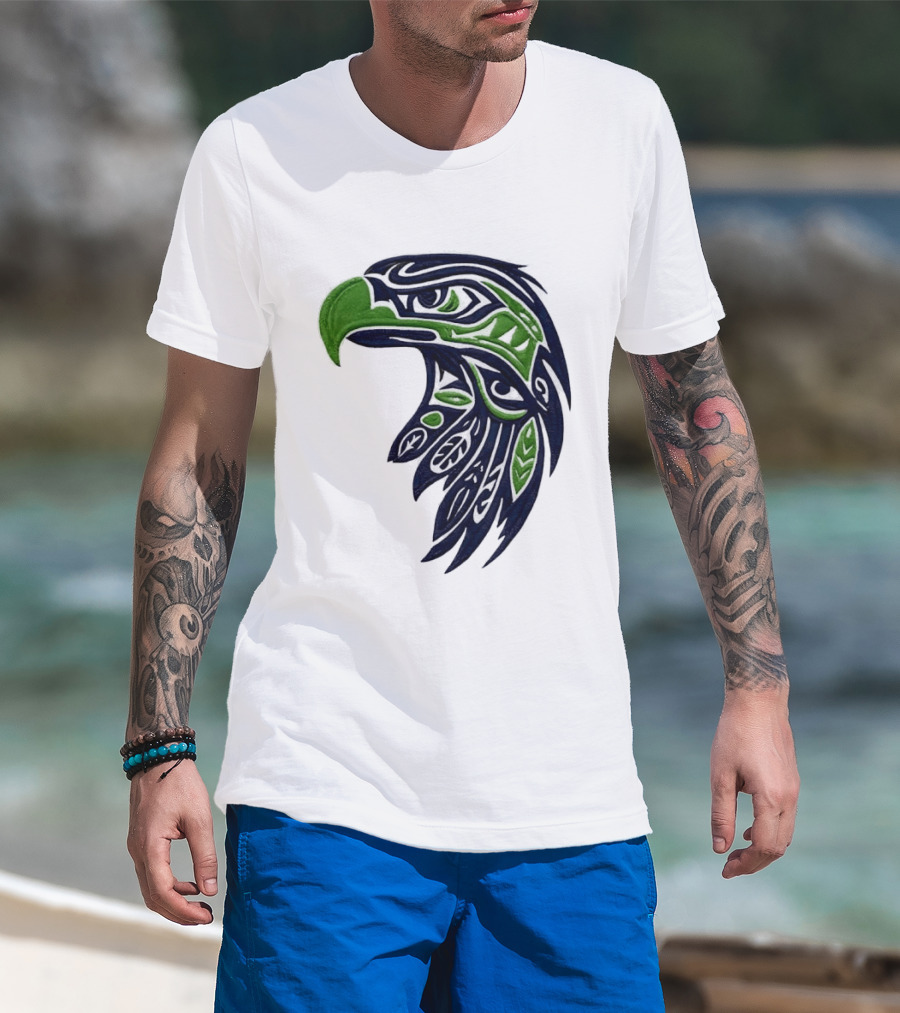 Seattle Seahawks Native American Tribal Art Eagle Head T-Shirt