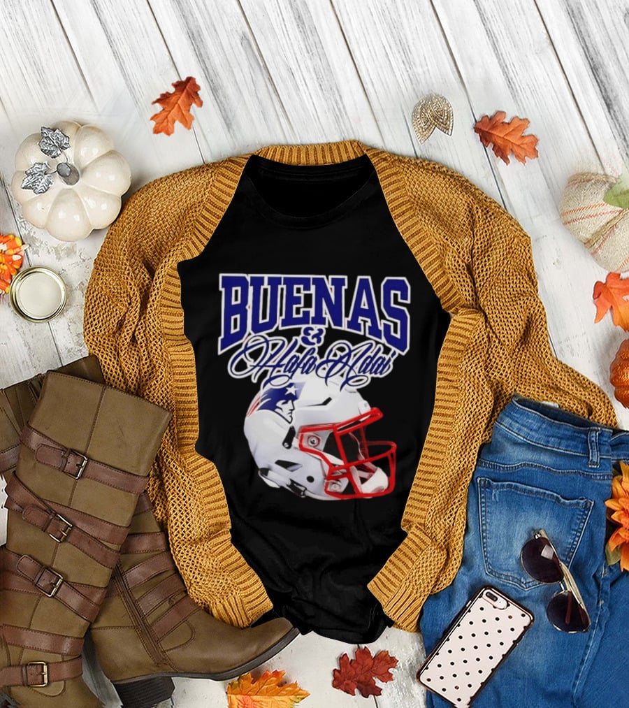 Buenas Hafa Adai New England Patriots Football Helmet T-Shirt