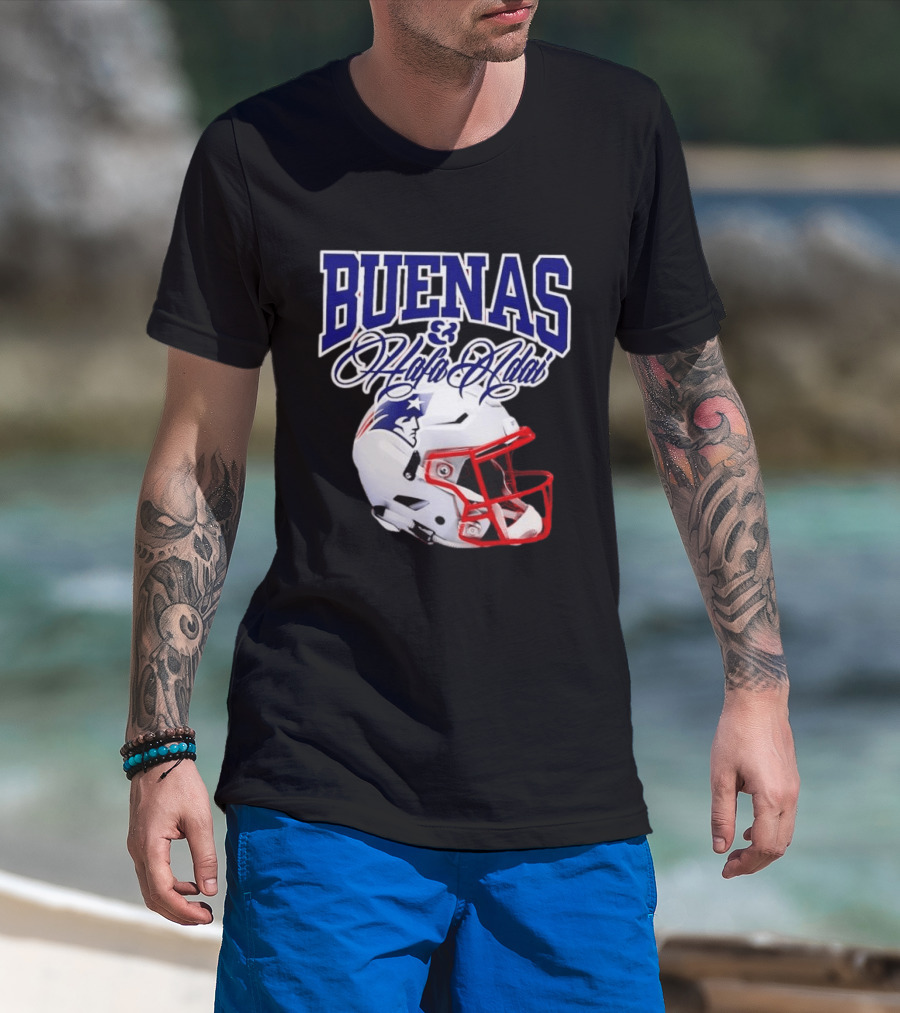 Buenas Hafa Adai New England Patriots Football Helmet T-Shirt