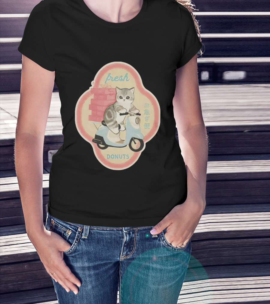 Fresh Cat Mofusand Donuts Delivery Scooter Japan T-Shirt