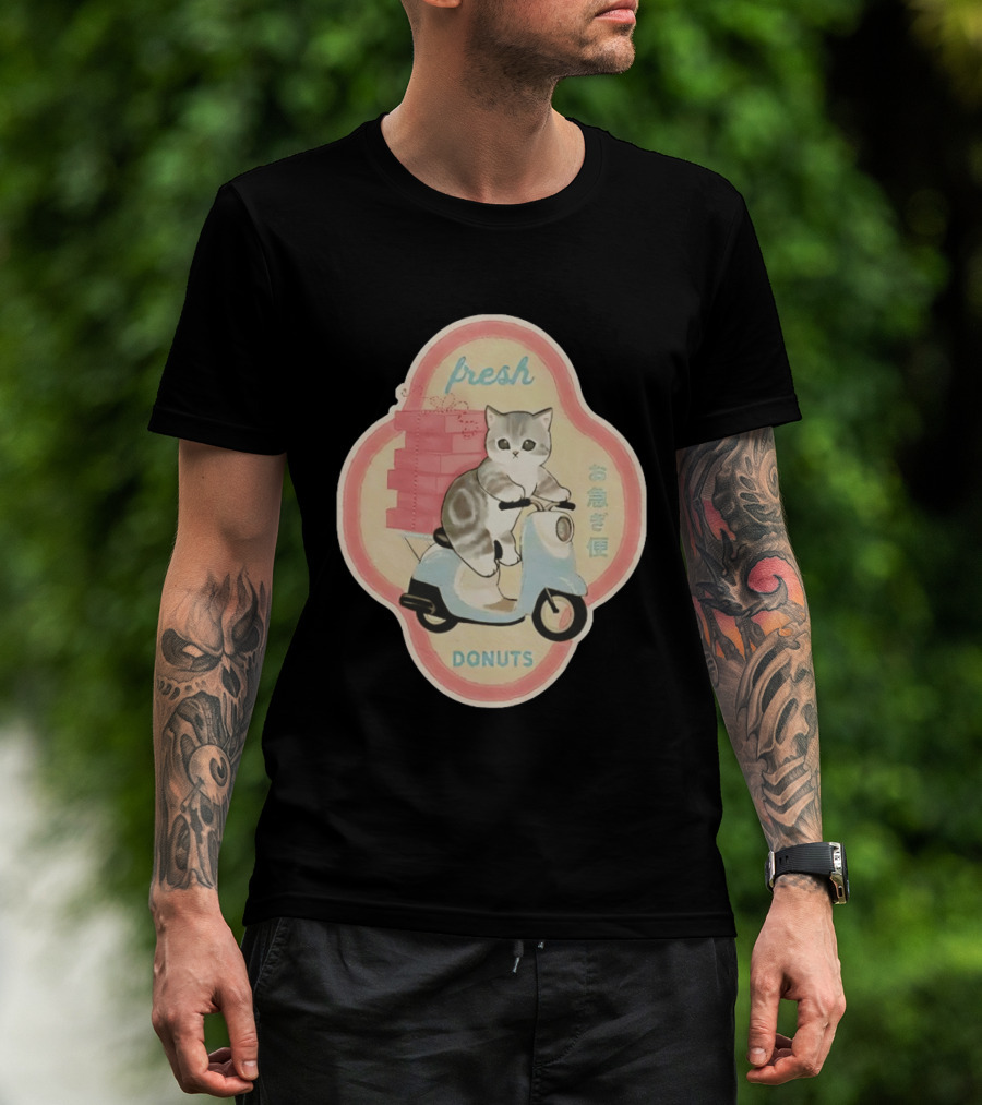Fresh Cat Mofusand Donuts Delivery Scooter Japan T-Shirt
