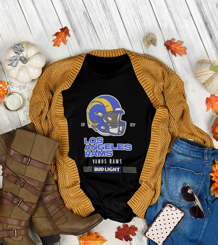 Los Angeles Rams Vamos Rams Bud Light 1937 Football Helmet T-Shirt