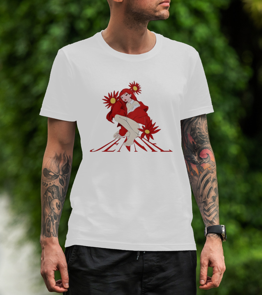 Back To School Anime Jennie Red Flowers Vintage Aesthetic T-Shirt