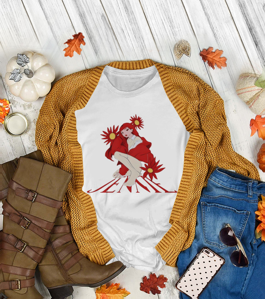 Back To School Anime Jennie Red Flowers Vintage Aesthetic T-Shirt
