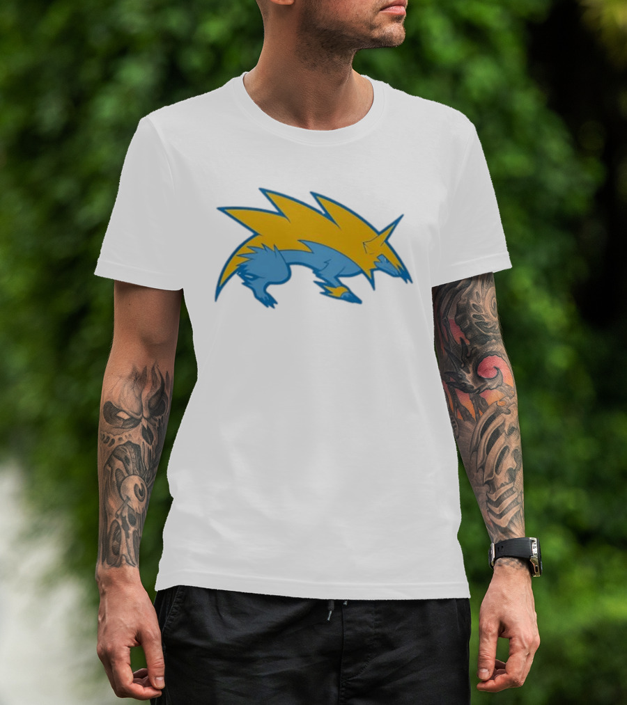 Blue Yellow Electric Wolf Lightning Creature T-Shirt