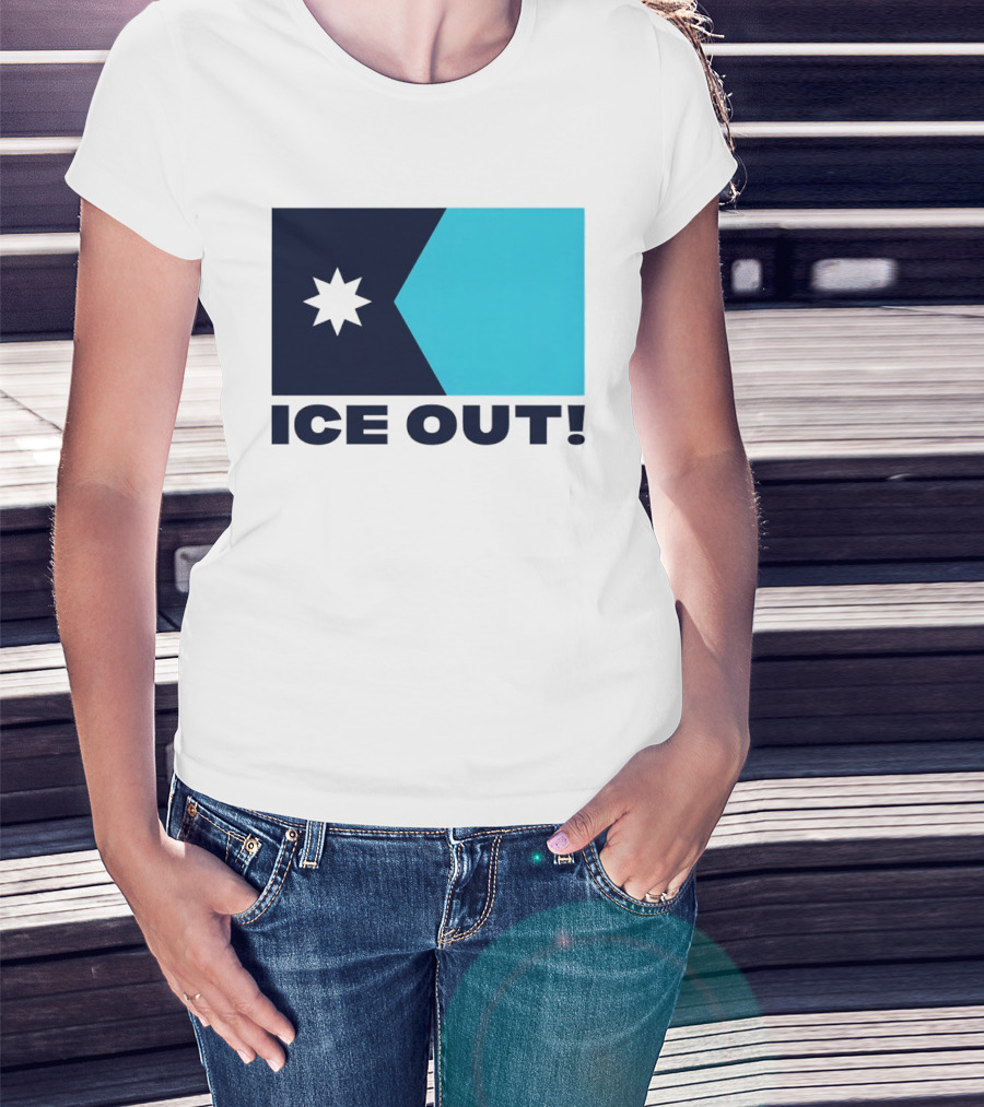 Ice Out Minnesota Star Flag T-Shirt